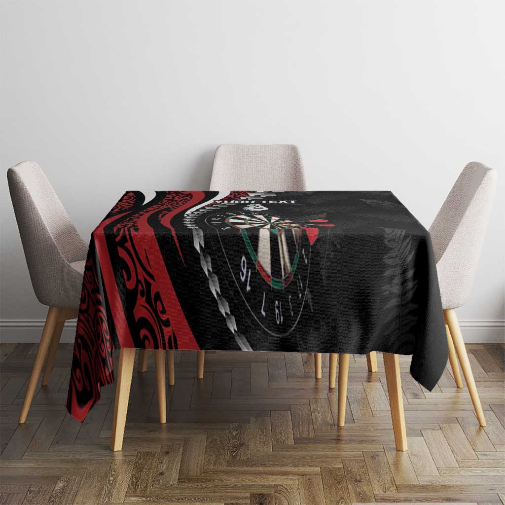 Personalized New Zealand Darts Tablecloth Kowhaiwhai Whero Koiri - Manaia
