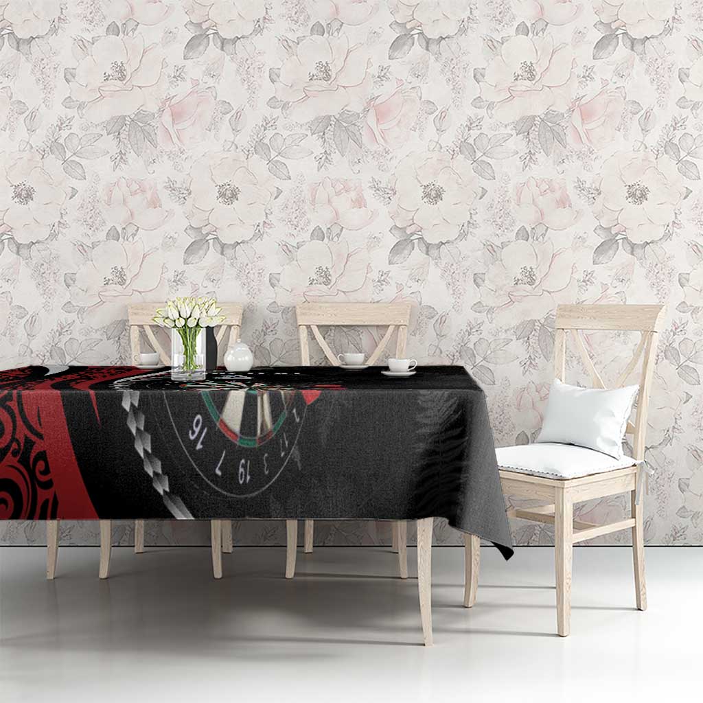 Personalized New Zealand Darts Tablecloth Kowhaiwhai Whero Koiri - Manaia