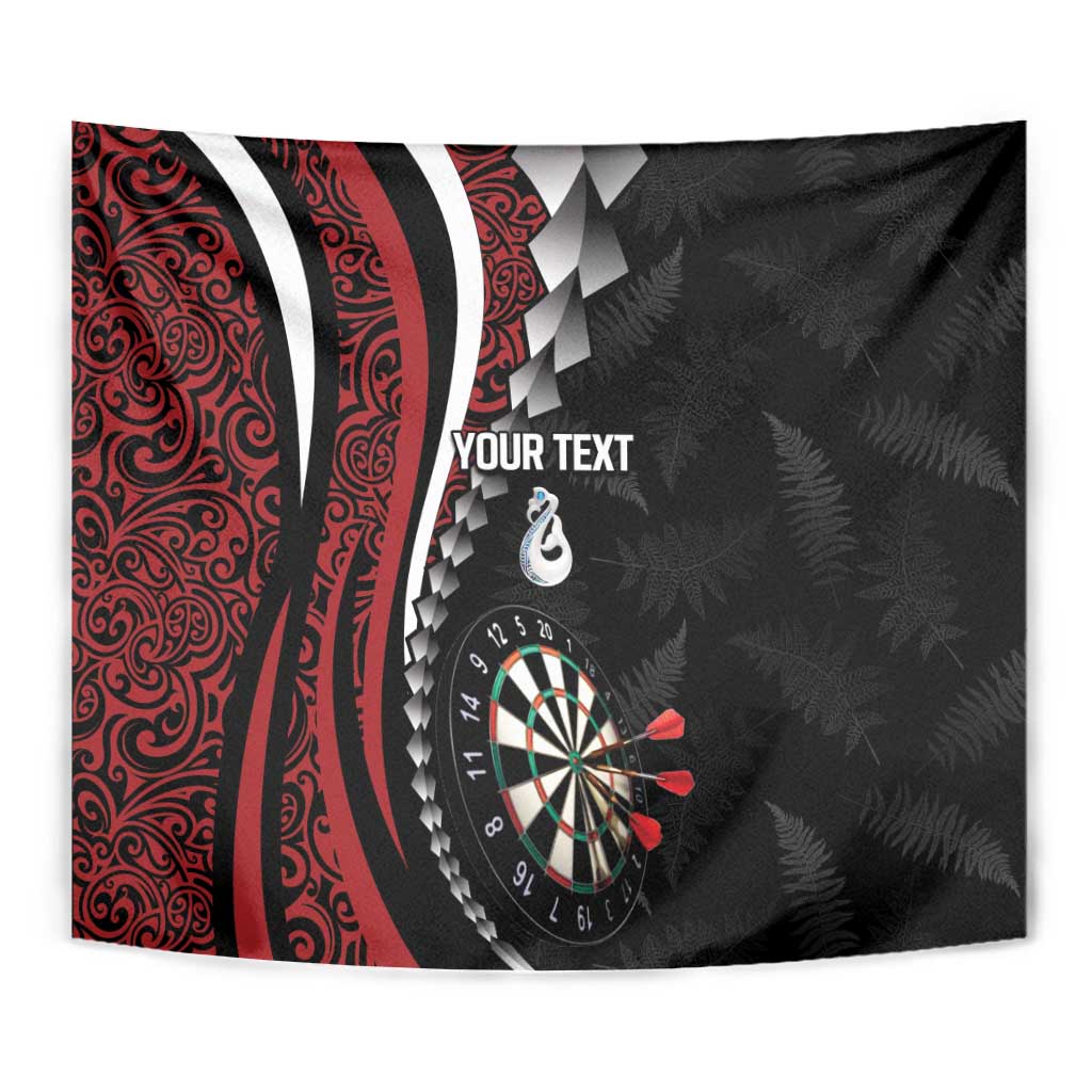 Personalized New Zealand Darts Tapestry Kowhaiwhai Whero Koiri - Manaia
