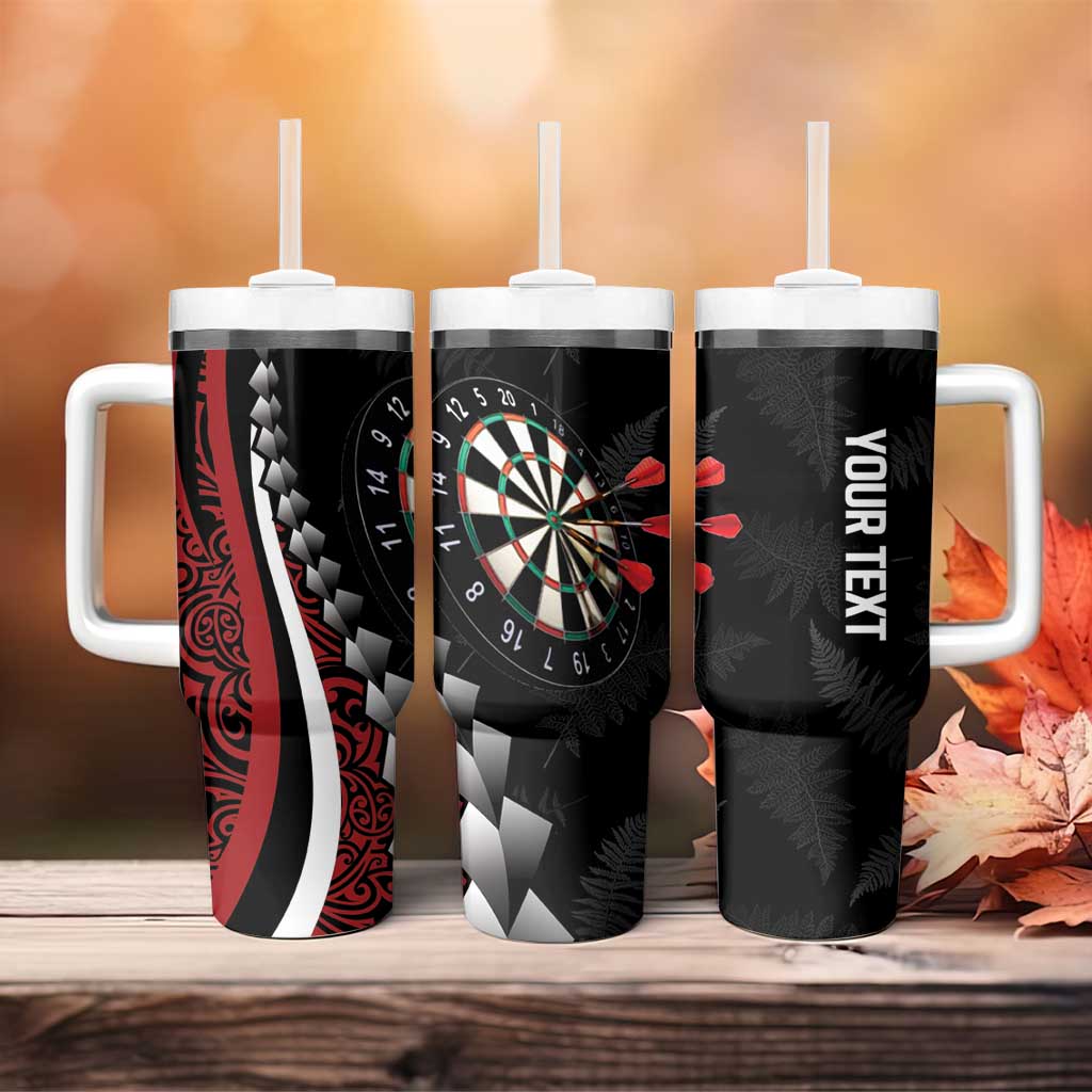 Personalized New Zealand Darts Tumbler With Handle Kowhaiwhai Whero Koiri - Manaia