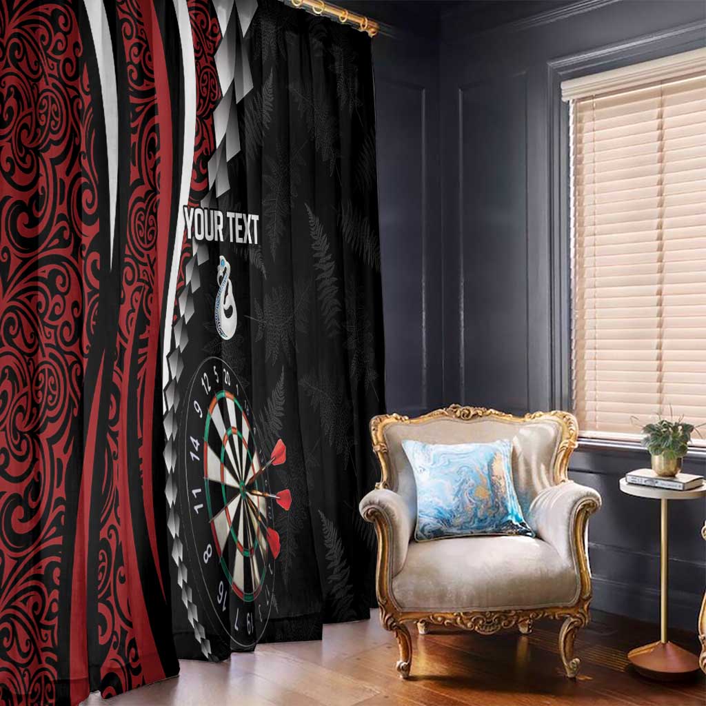 Personalized New Zealand Darts Window Curtain Kowhaiwhai Whero Koiri - Manaia