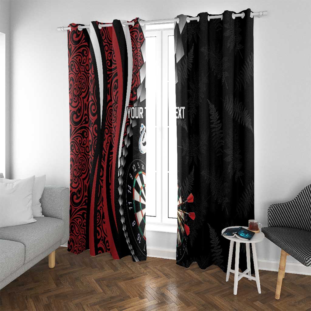 Personalized New Zealand Darts Window Curtain Kowhaiwhai Whero Koiri - Manaia