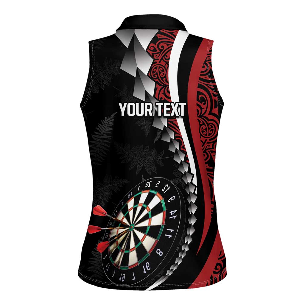 Personalized New Zealand Darts Women Sleeveless Polo Shirt Kowhaiwhai Whero Koiri - Manaia