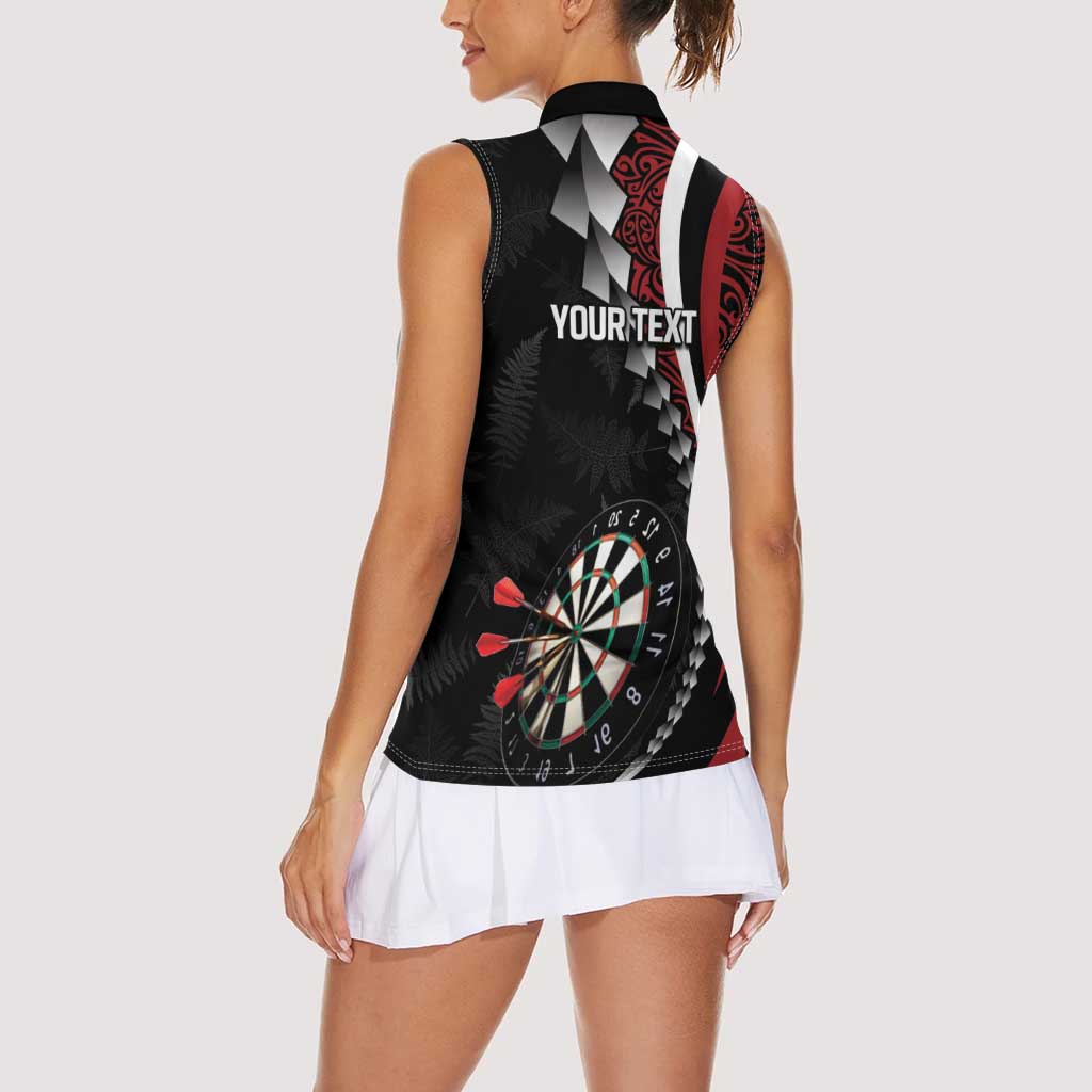Personalized New Zealand Darts Women Sleeveless Polo Shirt Kowhaiwhai Whero Koiri - Manaia