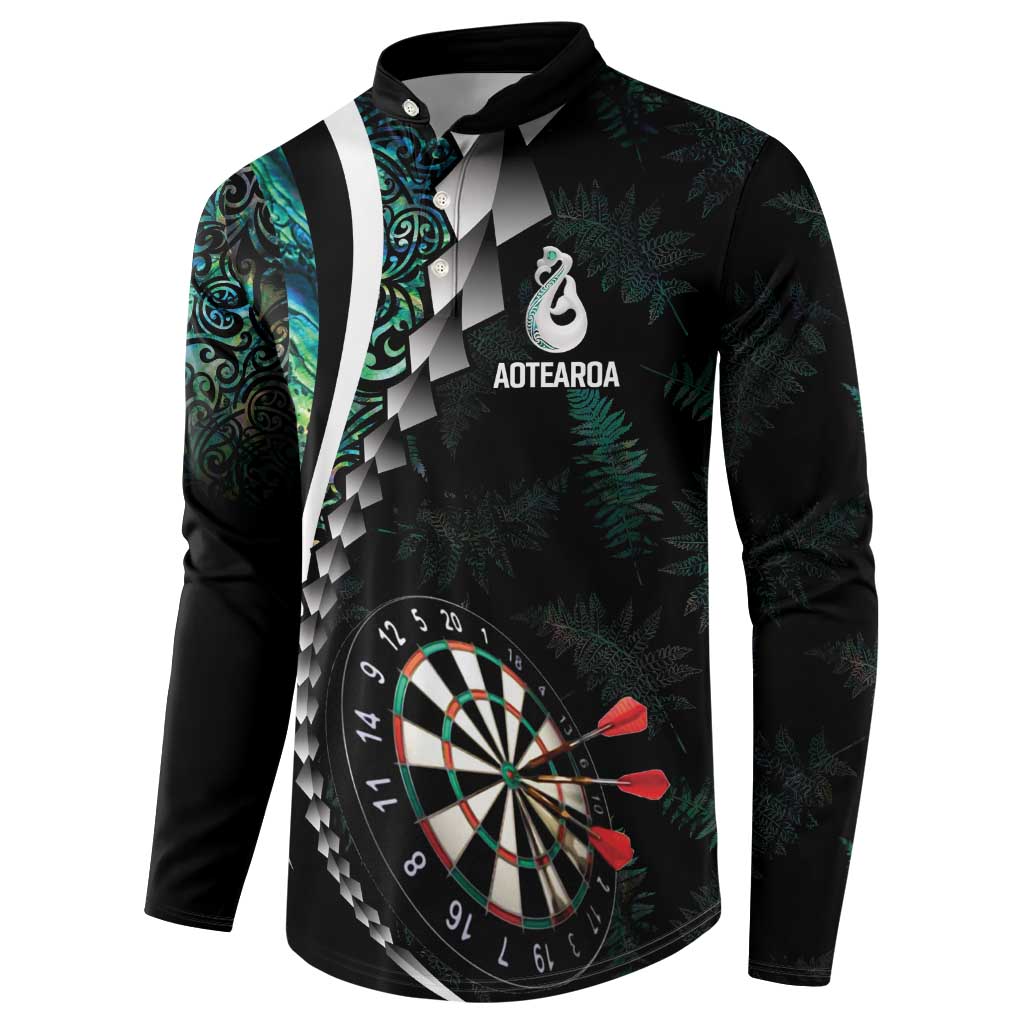 Personalized New Zealand Darts Button Sweatshirt Paua Shell Koiri - Manaia