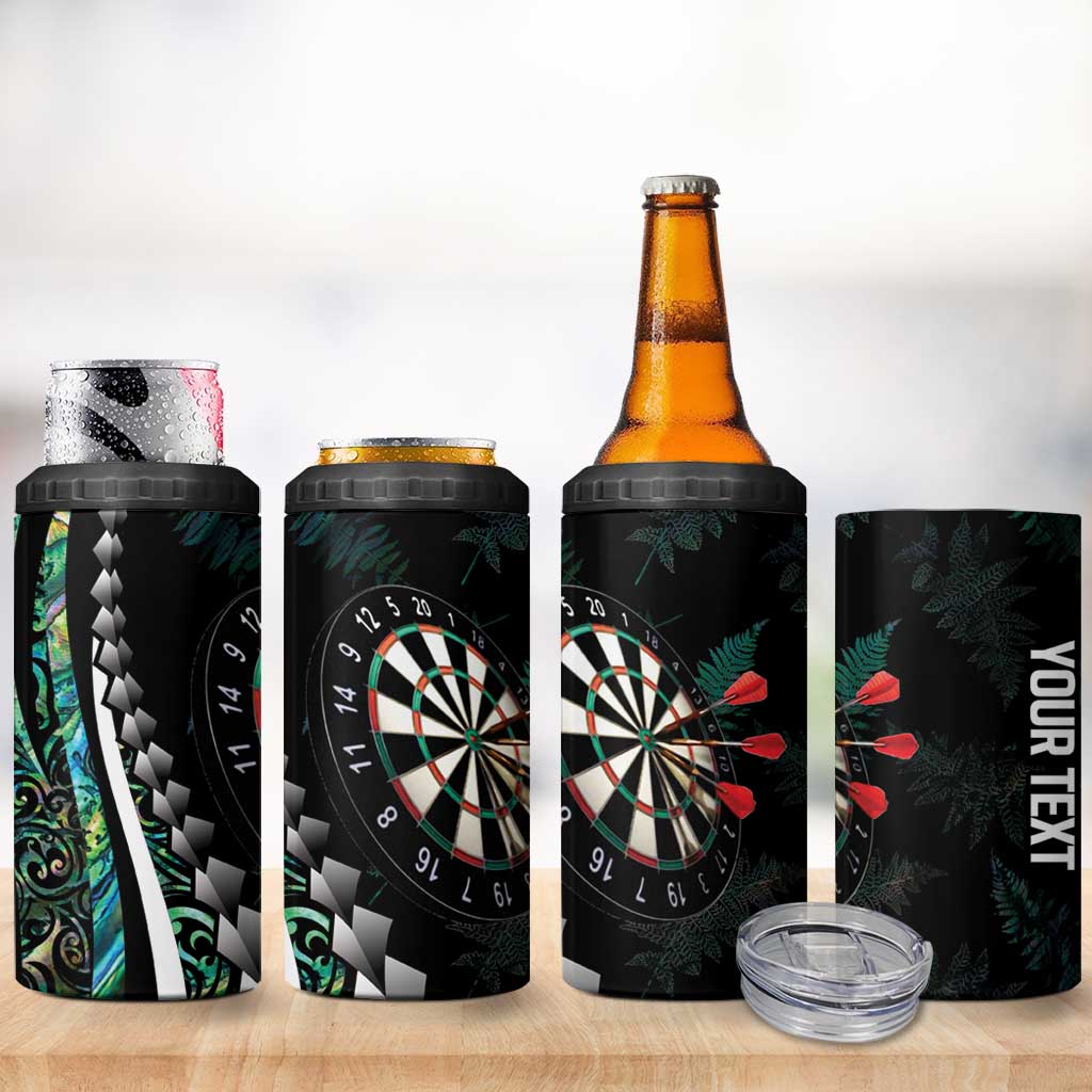 Personalized New Zealand Darts 4 in 1 Can Cooler Tumbler Paua Shell Koiri - Manaia
