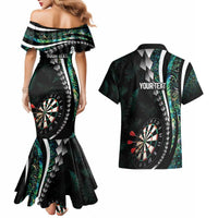 Personalized New Zealand Darts Couples Matching Mermaid Dress and Hawaiian Shirt Paua Shell Koiri - Manaia