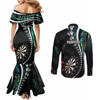 Personalized New Zealand Darts Couples Matching Mermaid Dress and Long Sleeve Button Shirt Paua Shell Koiri - Manaia