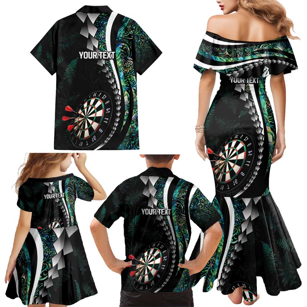 Personalized New Zealand Darts Family Matching Mermaid Dress and Hawaiian Shirt Paua Shell Koiri - Manaia
