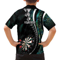 Personalized New Zealand Darts Family Matching Summer Maxi Dress and Hawaiian Shirt Paua Shell Koiri - Manaia