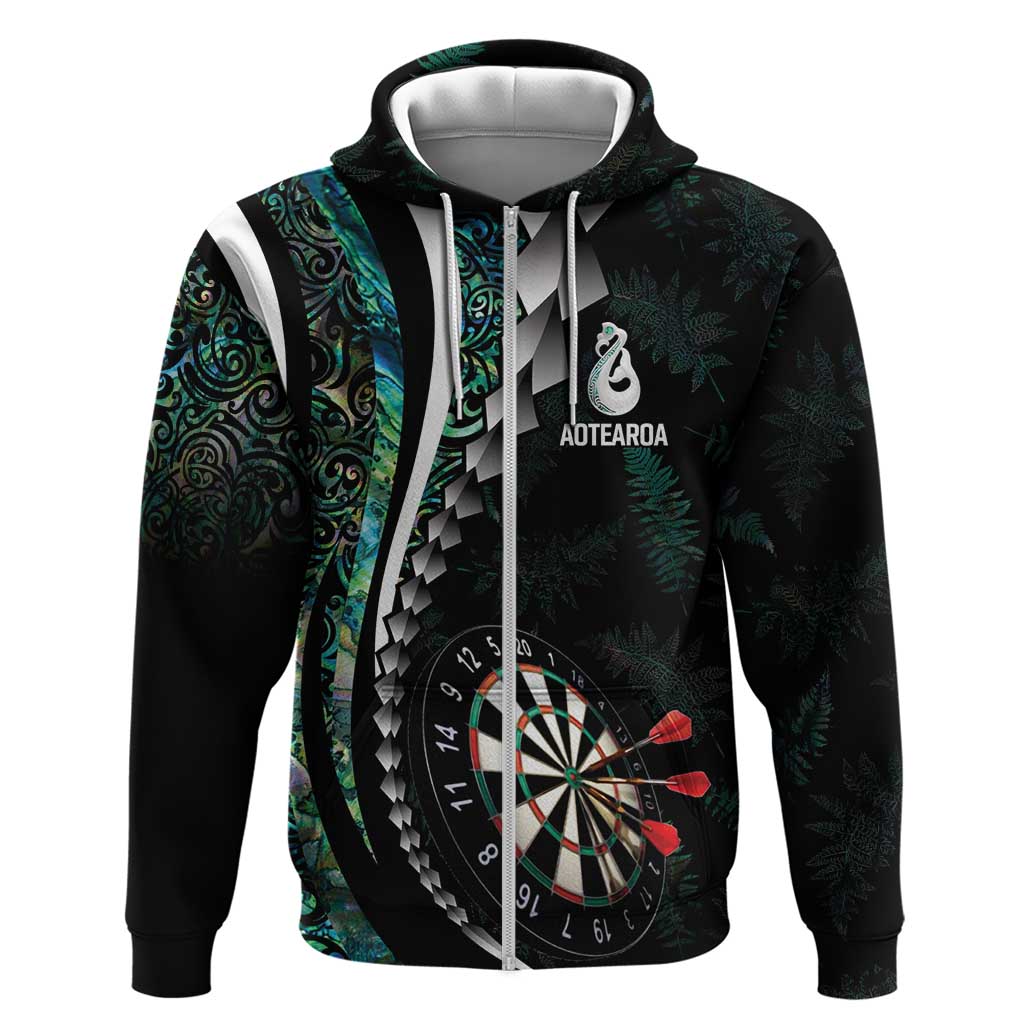 Personalized New Zealand Darts Hoodie Paua Shell Koiri - Manaia