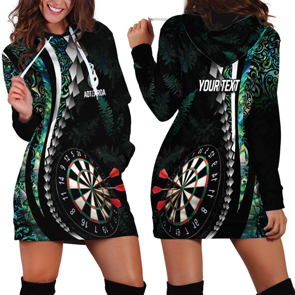 Personalized New Zealand Darts Hoodie Dress Paua Shell Koiri - Manaia