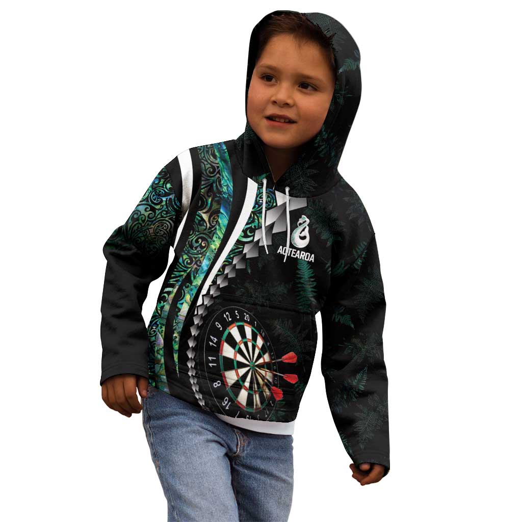 Personalized New Zealand Darts Kid Hoodie Paua Shell Koiri - Manaia