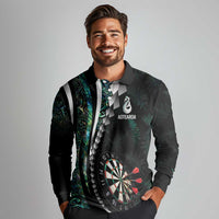 Personalized New Zealand Darts Long Sleeve Polo Shirt Paua Shell Koiri - Manaia