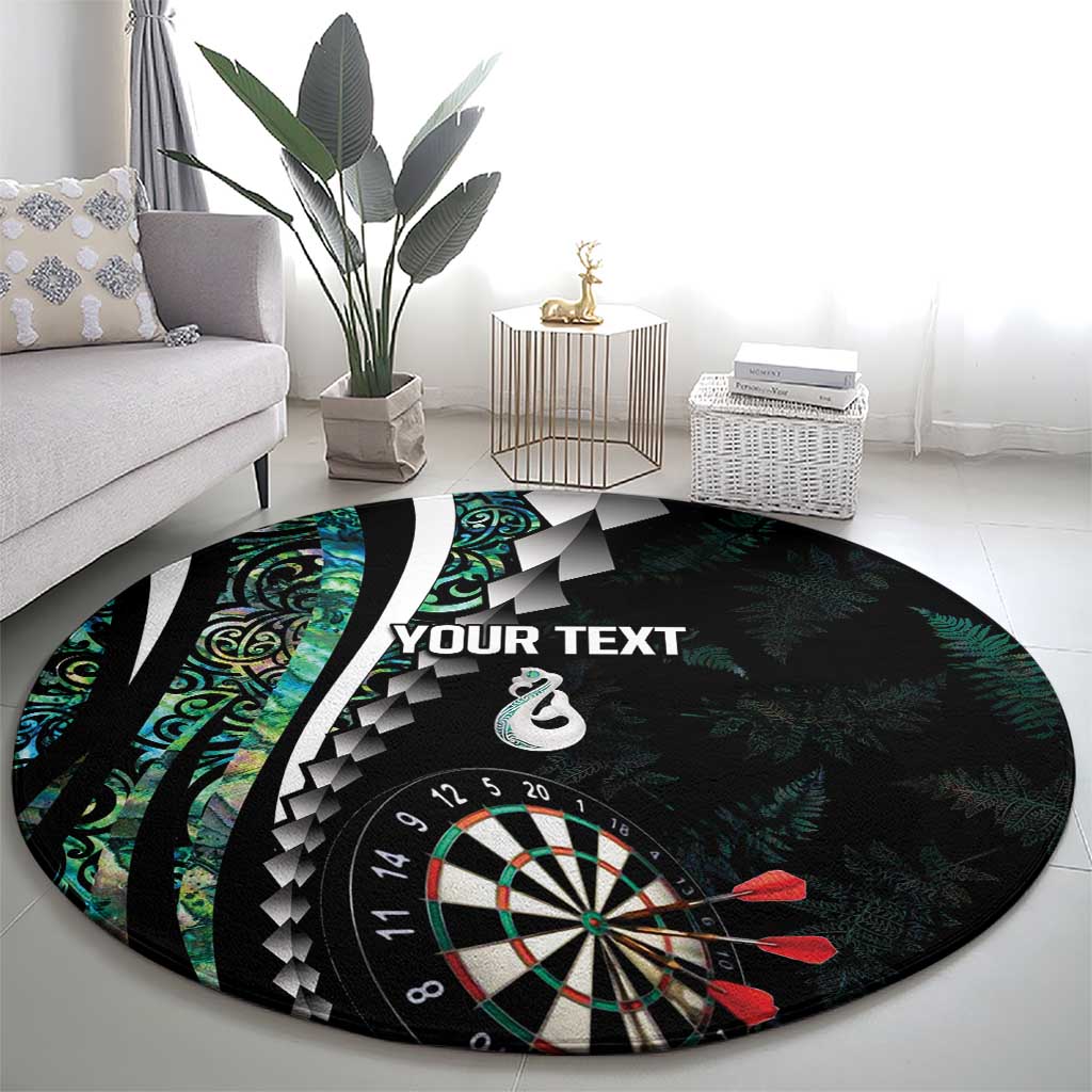 Personalized New Zealand Darts Round Carpet Paua Shell Koiri - Manaia