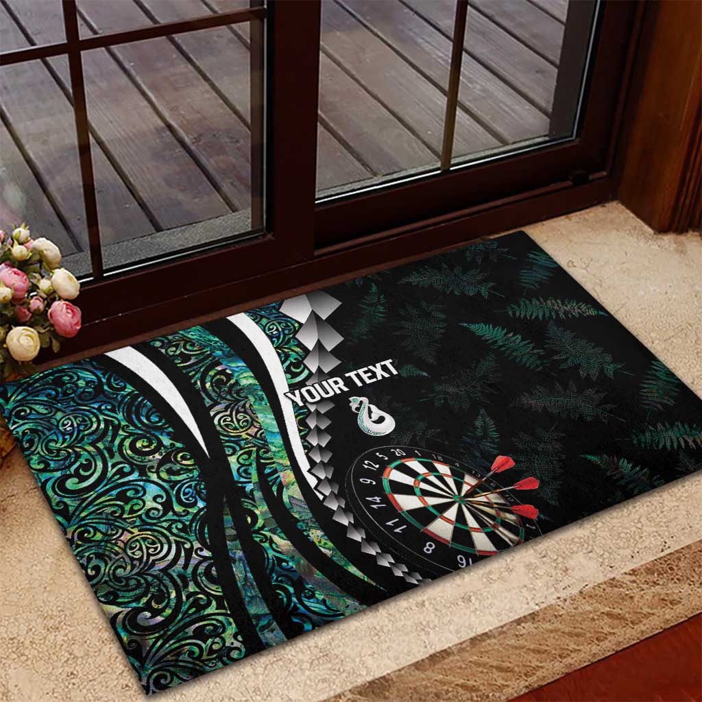 Personalized New Zealand Darts Rubber Doormat Paua Shell Koiri - Manaia