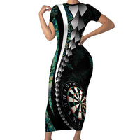 Personalized New Zealand Darts Short Sleeve Bodycon Dress Paua Shell Koiri - Manaia