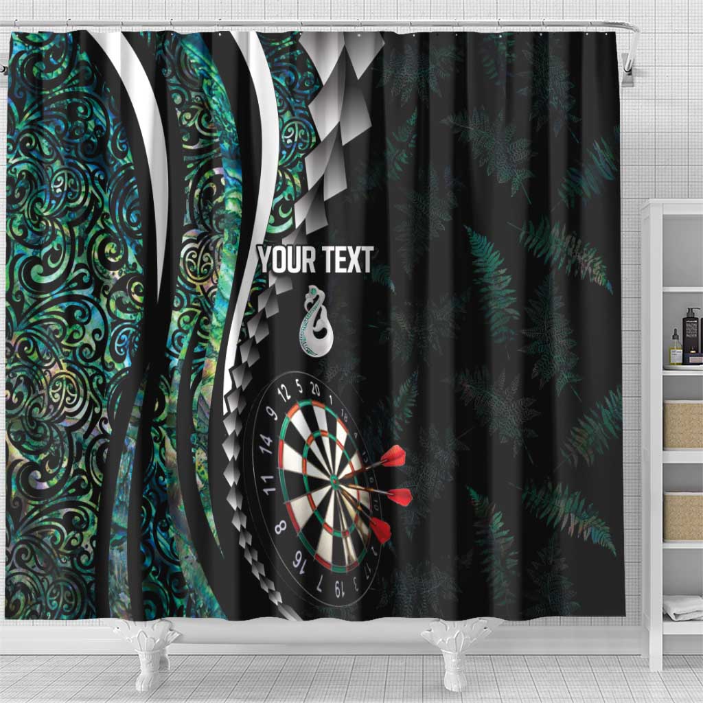 Personalized New Zealand Darts Shower Curtain Paua Shell Koiri - Manaia