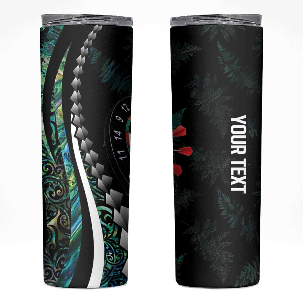 Personalized New Zealand Darts Skinny Tumbler Paua Shell Koiri - Manaia