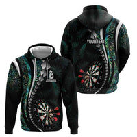 Personalized New Zealand Darts Zip Hoodie Paua Shell Koiri - Manaia