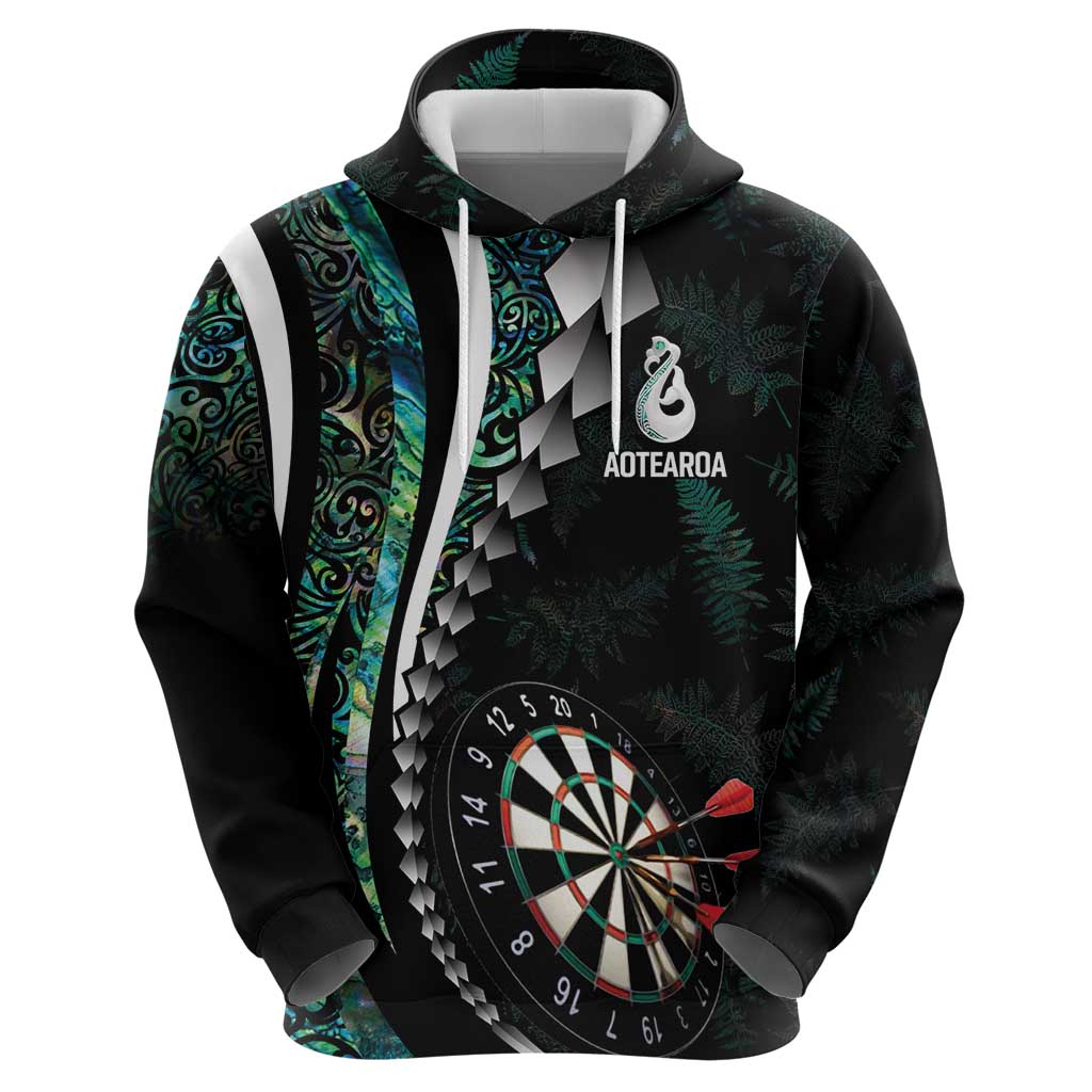 Personalized New Zealand Darts Zip Hoodie Paua Shell Koiri - Manaia