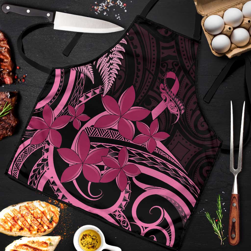 Aotearoa Maori Apron Pink Fern Ribbons on Black - Polynesian Pride