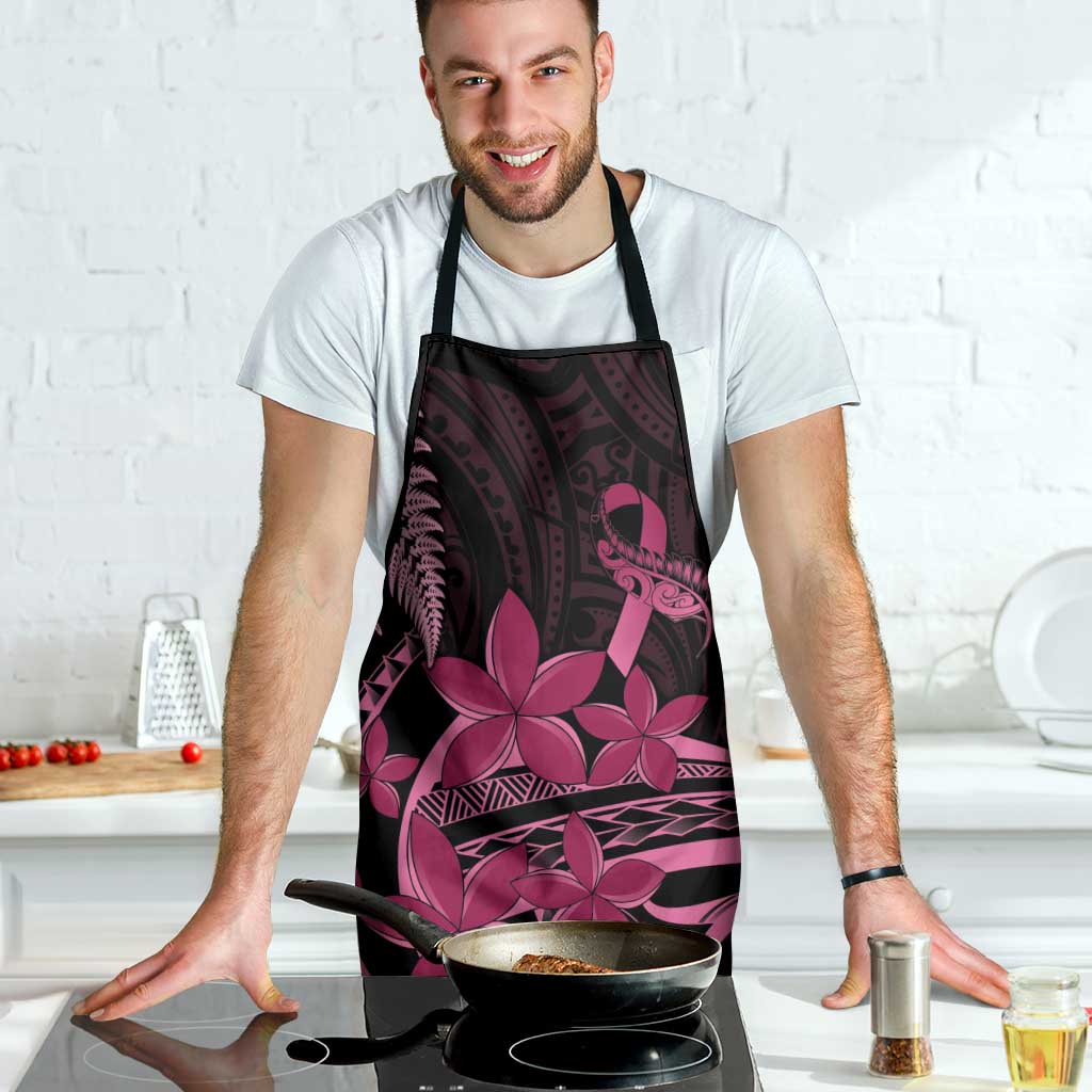 Aotearoa Maori Apron Pink Fern Ribbons on Black - Polynesian Pride