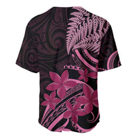 Aotearoa Maori Baseball Jersey Pink Fern Ribbons on Black - Polynesian Pride