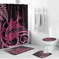 Aotearoa Maori Bathroom Set Pink Fern Ribbons on Black - Polynesian Pride