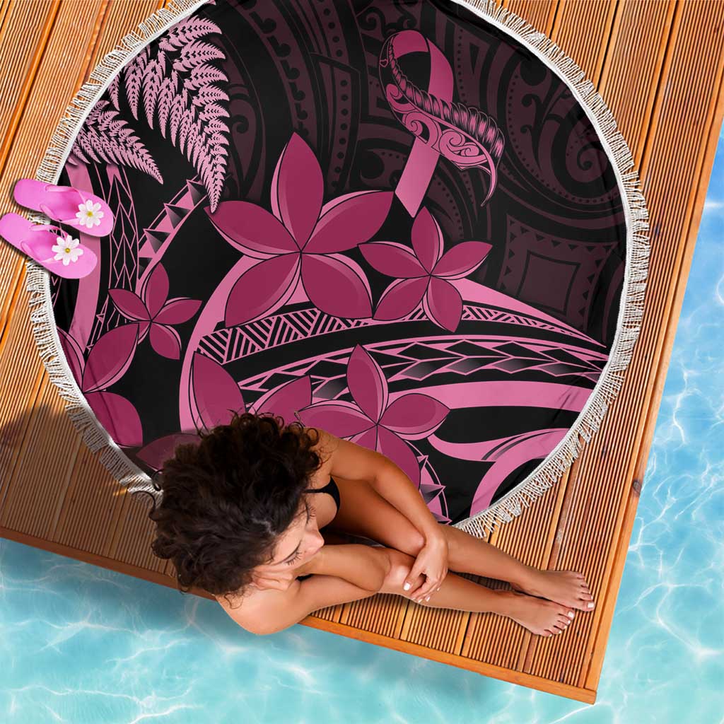Aotearoa Maori Beach Blanket Pink Fern Ribbons on Black LT7 - Polynesian Pride