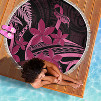 Aotearoa Maori Beach Blanket Pink Fern Ribbons on Black LT7 - Polynesian Pride