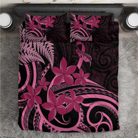 Aotearoa Maori Bedding Set Pink Fern Ribbons on Black - Polynesian Pride