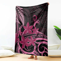 Aotearoa Maori Blanket Pink Fern Ribbons on Black - Polynesian Pride