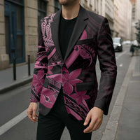 Aotearoa Maori Blazer Pink Fern Ribbons on Black - Polynesian Pride