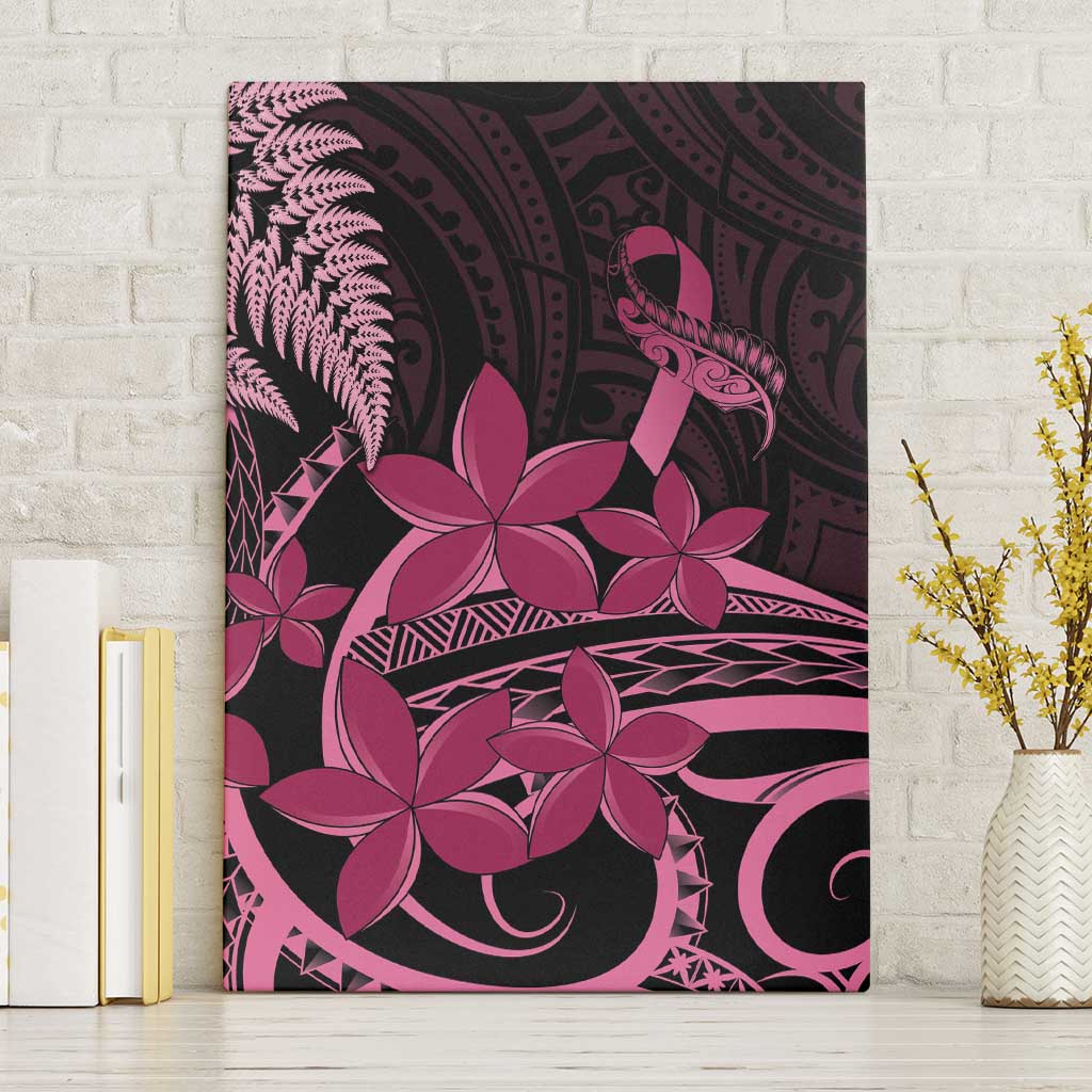 Aotearoa Maori Canvas Wall Art Pink Fern Ribbons on Black LT7 Without Frame Black - Polynesian Pride