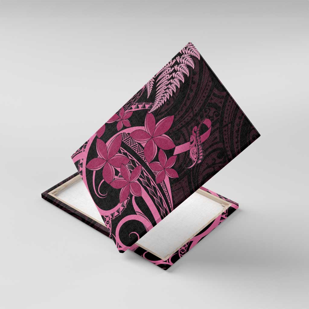 Aotearoa Maori Canvas Wall Art Pink Fern Ribbons on Black LT7 With Frame Black - Polynesian Pride