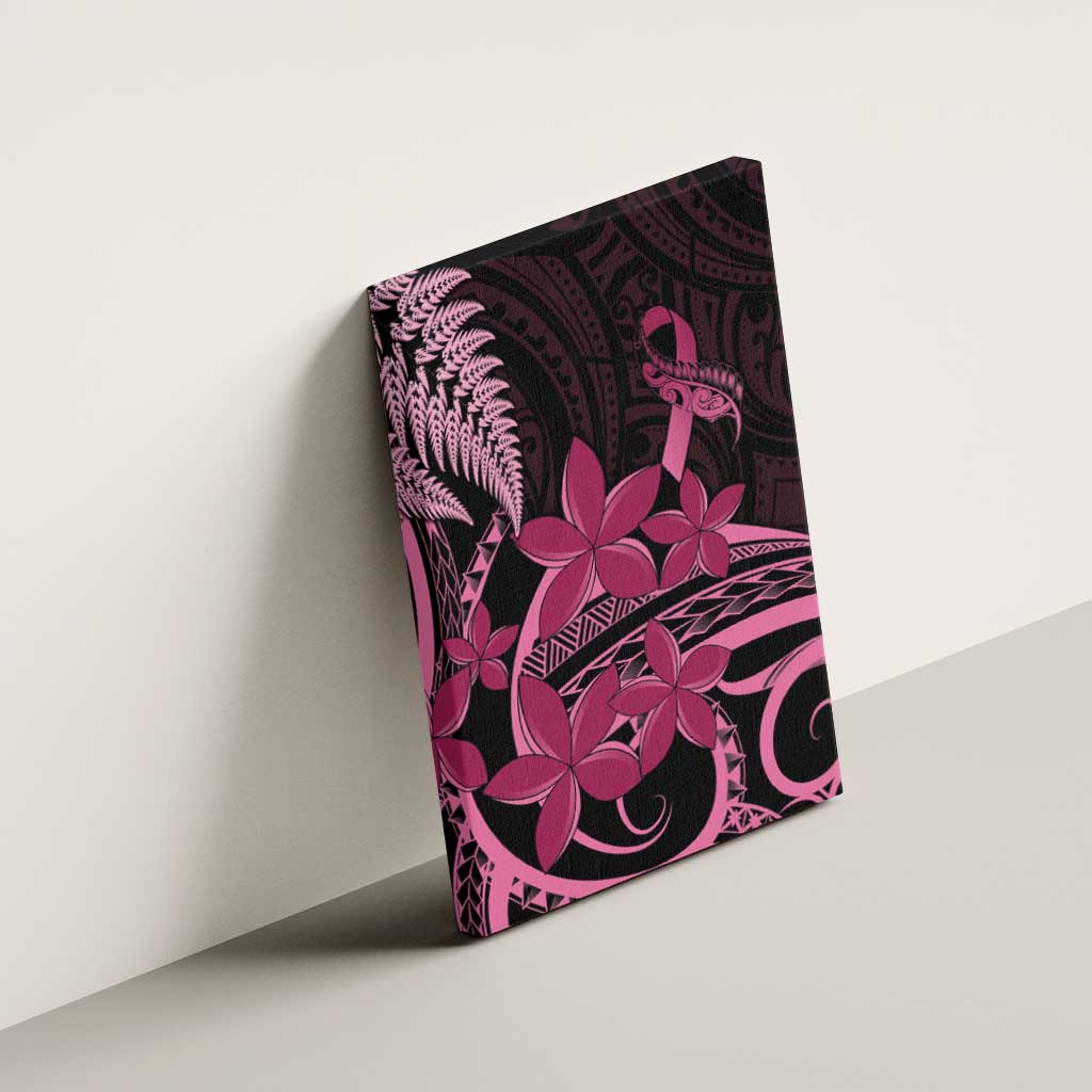 Aotearoa Maori Canvas Wall Art Pink Fern Ribbons on Black LT7 - Polynesian Pride