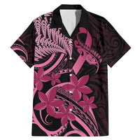 Aotearoa Maori Family Matching Mermaid Dress and Hawaiian Shirt Pink Fern Ribbons on Black - Polynesian Pride