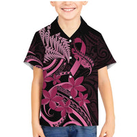 Aotearoa Maori Family Matching Mermaid Dress and Hawaiian Shirt Pink Fern Ribbons on Black - Polynesian Pride