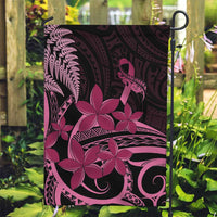 Aotearoa Maori Garden Flag Pink Fern Ribbons on Black - Polynesian Pride