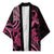 Aotearoa Maori Kimono Pink Fern Ribbons on Black - Polynesian Pride