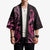 Aotearoa Maori Kimono Pink Fern Ribbons on Black - Polynesian Pride