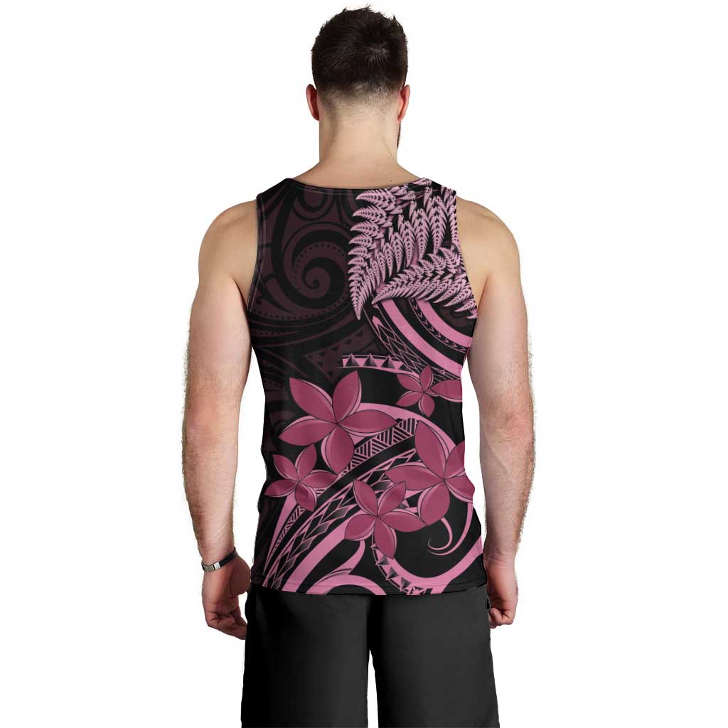 Aotearoa Maori Men Tank Top Pink Fern Ribbons on Black LT7 - Polynesian Pride