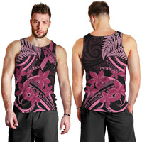 Aotearoa Maori Men Tank Top Pink Fern Ribbons on Black LT7 - Polynesian Pride