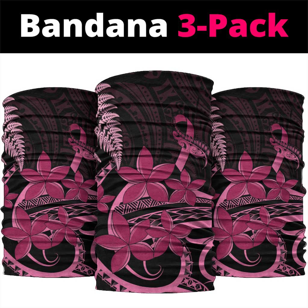 Aotearoa Maori Neck Gaiter Pink Fern Ribbons on Black LT7
