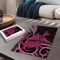 Aotearoa Maori Puzzle Pink Fern Ribbons on Black - Polynesian Pride