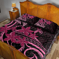 Aotearoa Maori Quilt Bed Set Pink Fern Ribbons on Black - Polynesian Pride