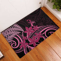 Aotearoa Maori Rubber Doormat Pink Fern Ribbons on Black LT7 - Polynesian Pride