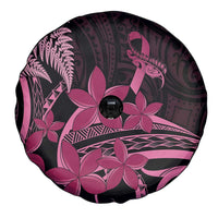 Aotearoa Maori Spare Tire Cover Pink Fern Ribbons on Black - Polynesian Pride