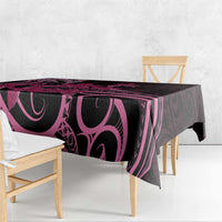 Aotearoa Maori Tablecloth Pink Fern Ribbons on Black LT7 - Polynesian Pride
